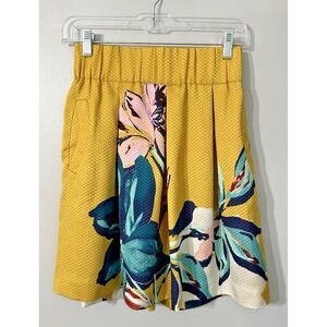 Maeve‎ Anthropologie Floral Mini Skirt Textured Sz 2  Pockets Tropical